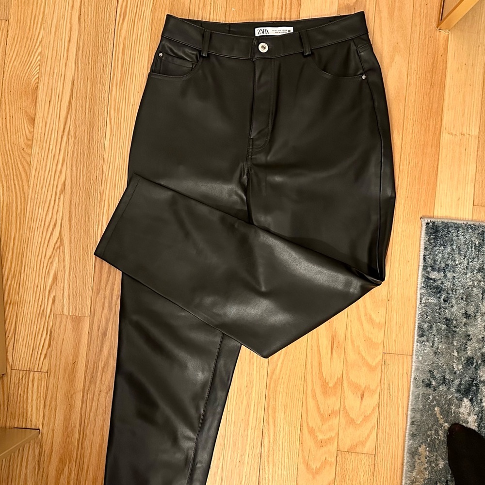 Zara straight leg leather pants